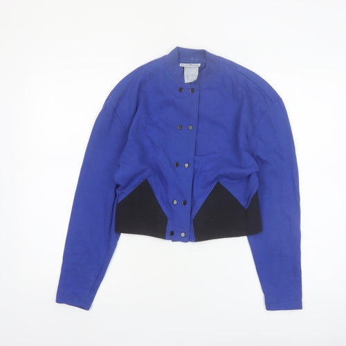 Le Chateau Women's Blue Cropped Button-Up Cotton Blend Jacket Size S