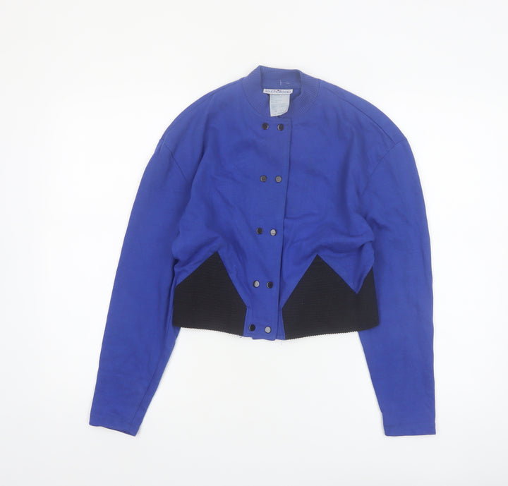 Le Chateau Women's Blue Cropped Button-Up Cotton Blend Jacket Size S
