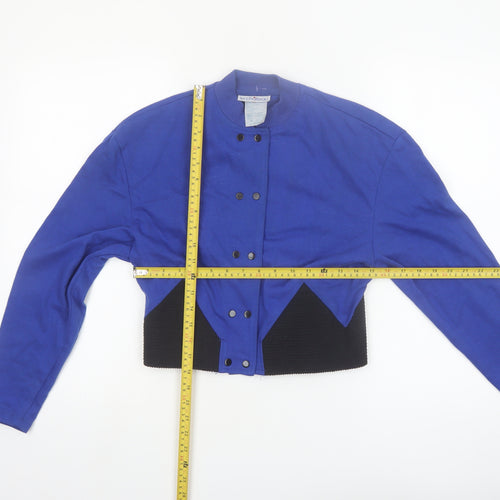 Le Chateau Women's Blue Cropped Button-Up Cotton Blend Jacket Size S
