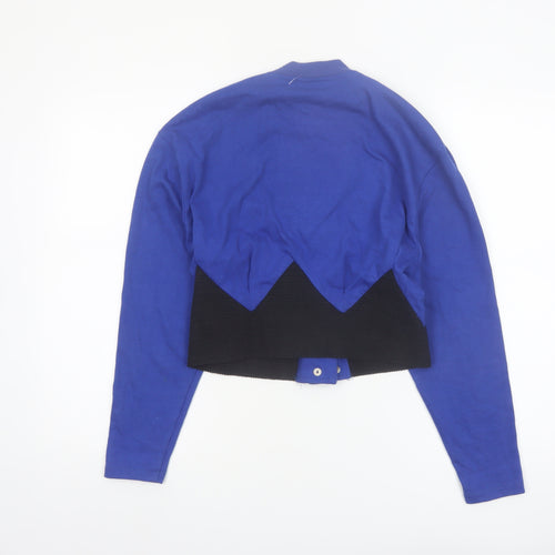 Le Chateau Women's Blue Cropped Button-Up Cotton Blend Jacket Size S