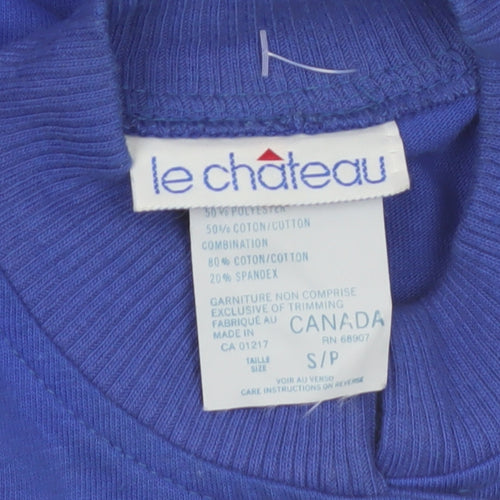 Le Chateau Women's Blue Cropped Button-Up Cotton Blend Jacket Size S