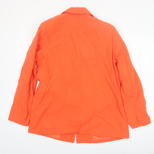 PrettyLittleThing Women Orange Single-Breasted Blazer UK 10 Cotton