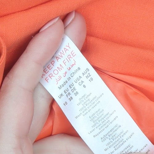 PrettyLittleThing Women Orange Single-Breasted Blazer UK 10 Cotton