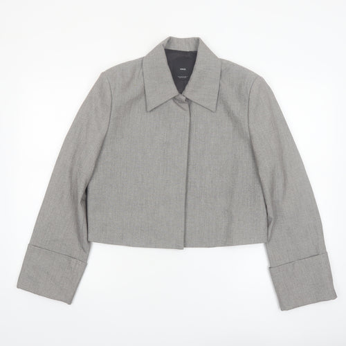 Mango Women's Grey Cropped Blazer Size M Regular Single-Breasted