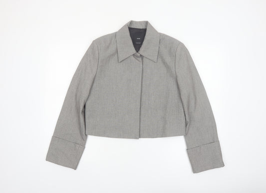 Mango Women's Grey Cropped Blazer Size M Regular Single-Breasted