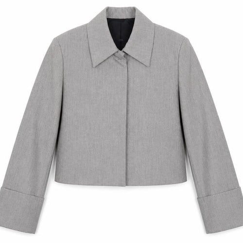 Mango Women's Grey Cropped Blazer Size M Regular Single-Breasted