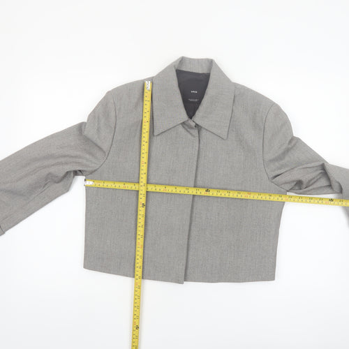 Mango Women's Grey Cropped Blazer Size M Regular Single-Breasted
