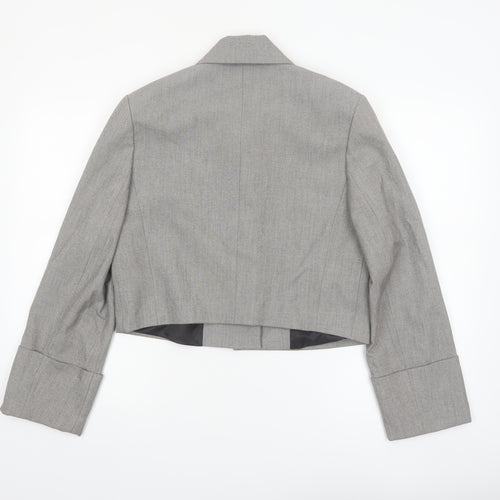 Mango Women's Grey Cropped Blazer Size M Regular Single-Breasted