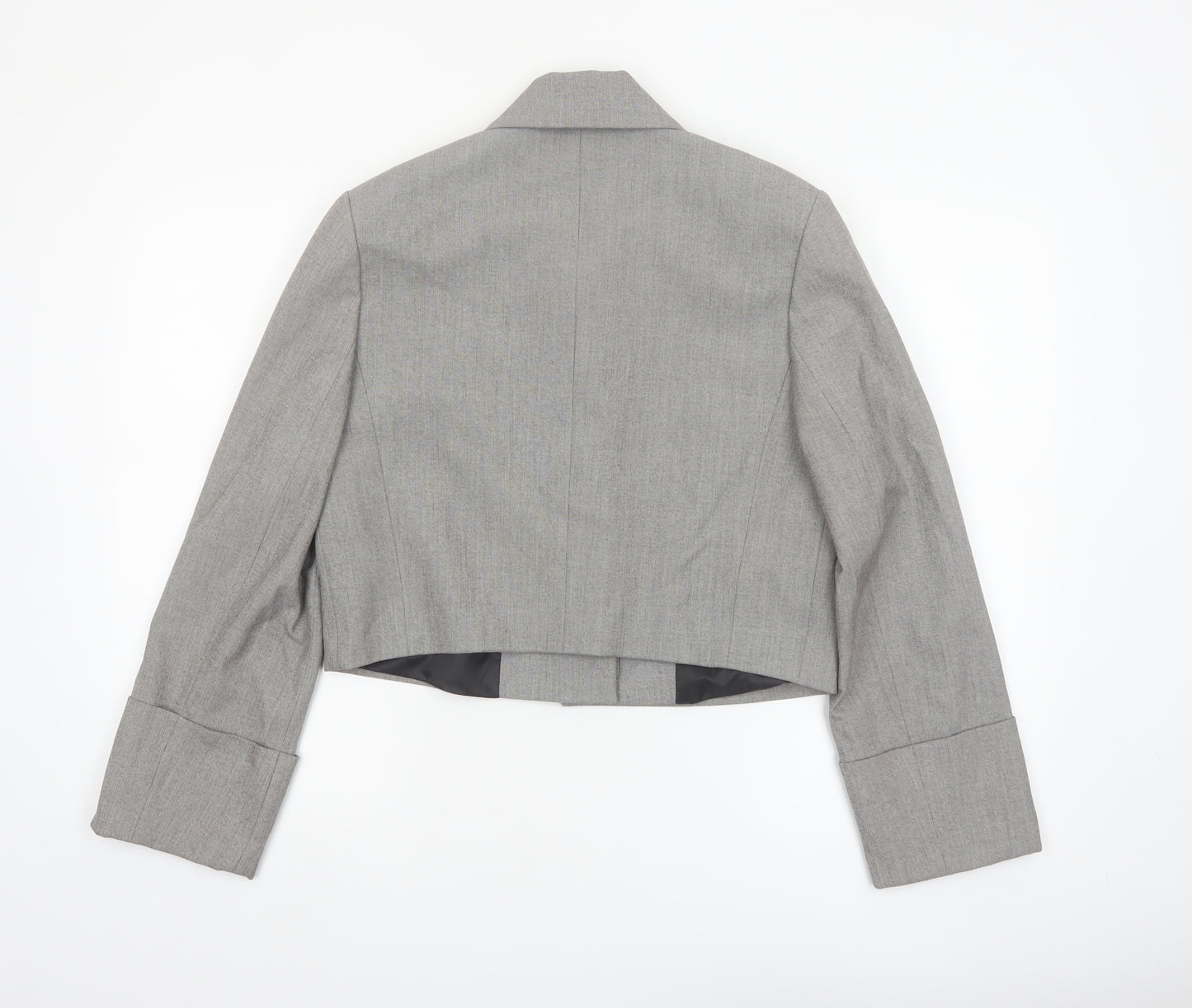 Mango Women's Grey Cropped Blazer Size M Regular Single-Breasted