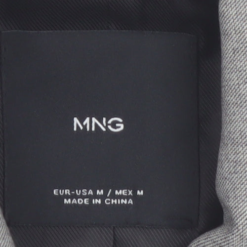 Mango Women's Grey Cropped Blazer Size M Regular Single-Breasted