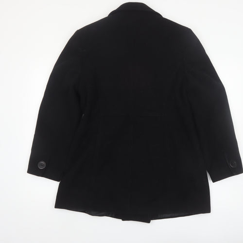 BHS Women’s Black Wool Blend Pea Coat Size 14 Mid-Length Classic Style