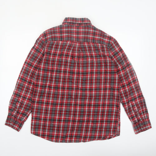 Chaps Men's Red Plaid Cotton Flannel Long Sleeve Button-Up Shirt Size M