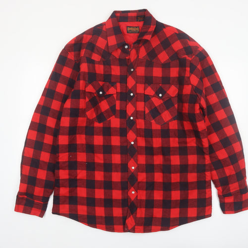 Stir-Ups Men's Red Black Check Flannel Lined Western Shirt Size L