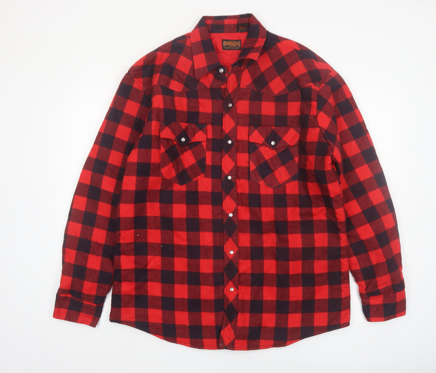 Stir-Ups Men's Red Black Check Flannel Lined Western Shirt Size L