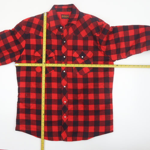 Stir-Ups Men's Red Black Check Flannel Lined Western Shirt Size L