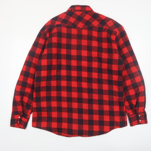 Stir-Ups Men's Red Black Check Flannel Lined Western Shirt Size L