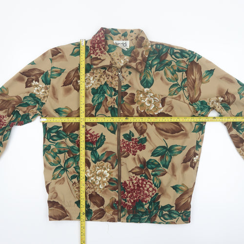 Teddi Womens Beige Floral Bomber Jacket Size L Lightweight Zip Up