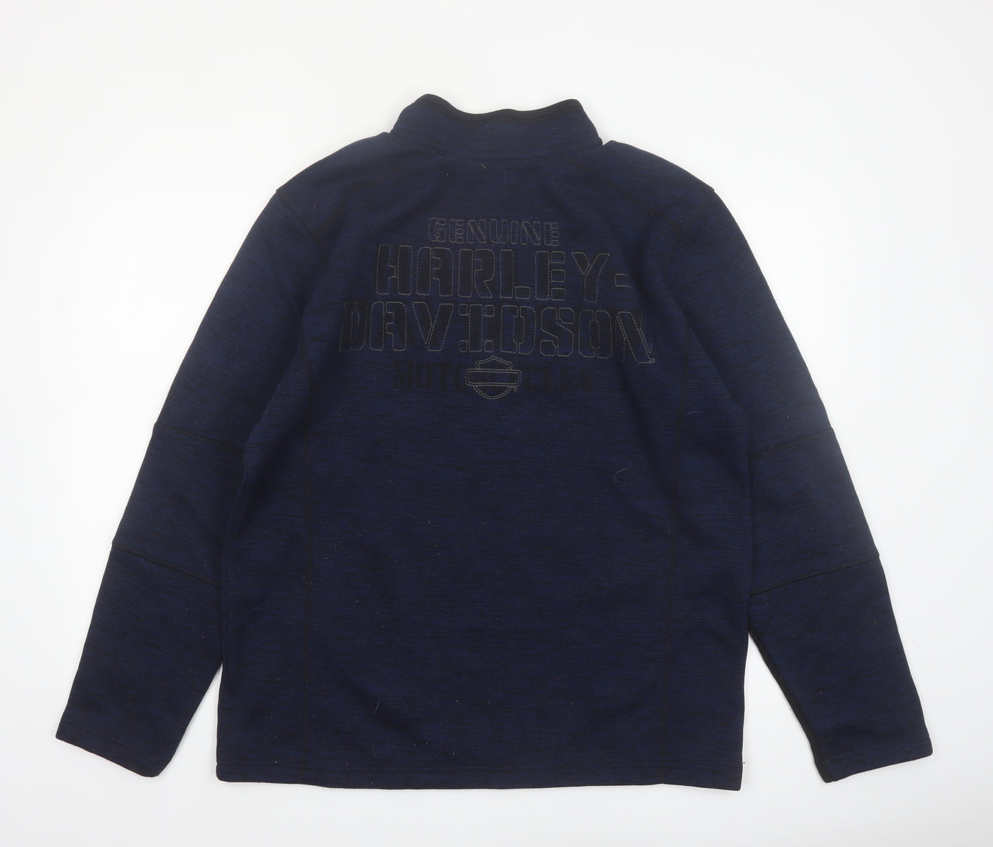 Harley-Davidson Men's Blue L 1/4 Zip Fleece Pullover Sweatshirt