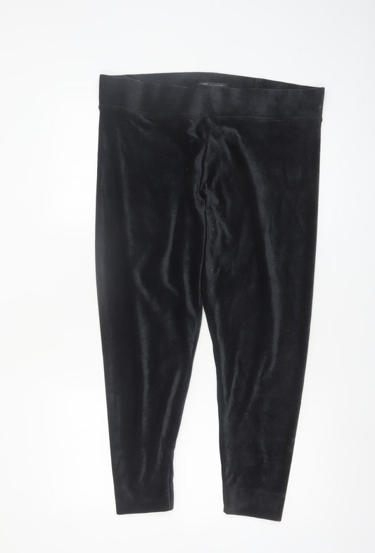 Marks and Spencer Women's Black Velvet Leggings Size 18 Short