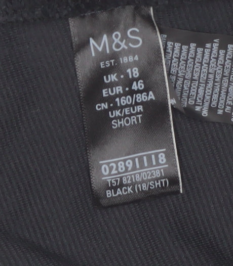 Marks and Spencer Women's Black Velvet Leggings Size 18 Short