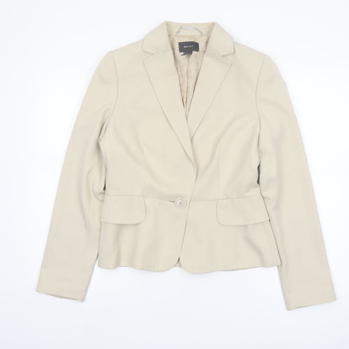 MNG Suit Beige Women's Blazer Jacket Size 12 Classic Fit Single-Breasted