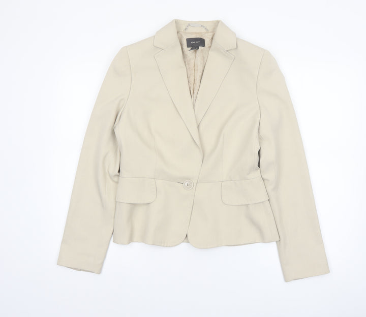 MNG Suit Beige Women's Blazer Jacket Size 12 Classic Fit Single-Breasted