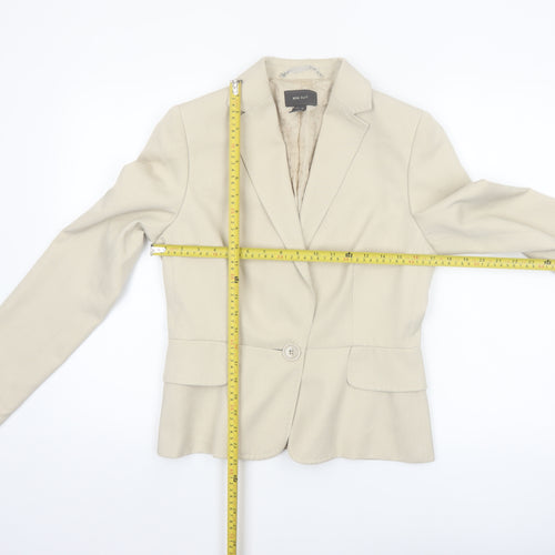 MNG Suit Beige Women's Blazer Jacket Size 12 Classic Fit Single-Breasted