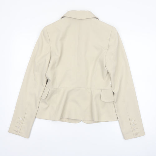 MNG Suit Beige Women's Blazer Jacket Size 12 Classic Fit Single-Breasted