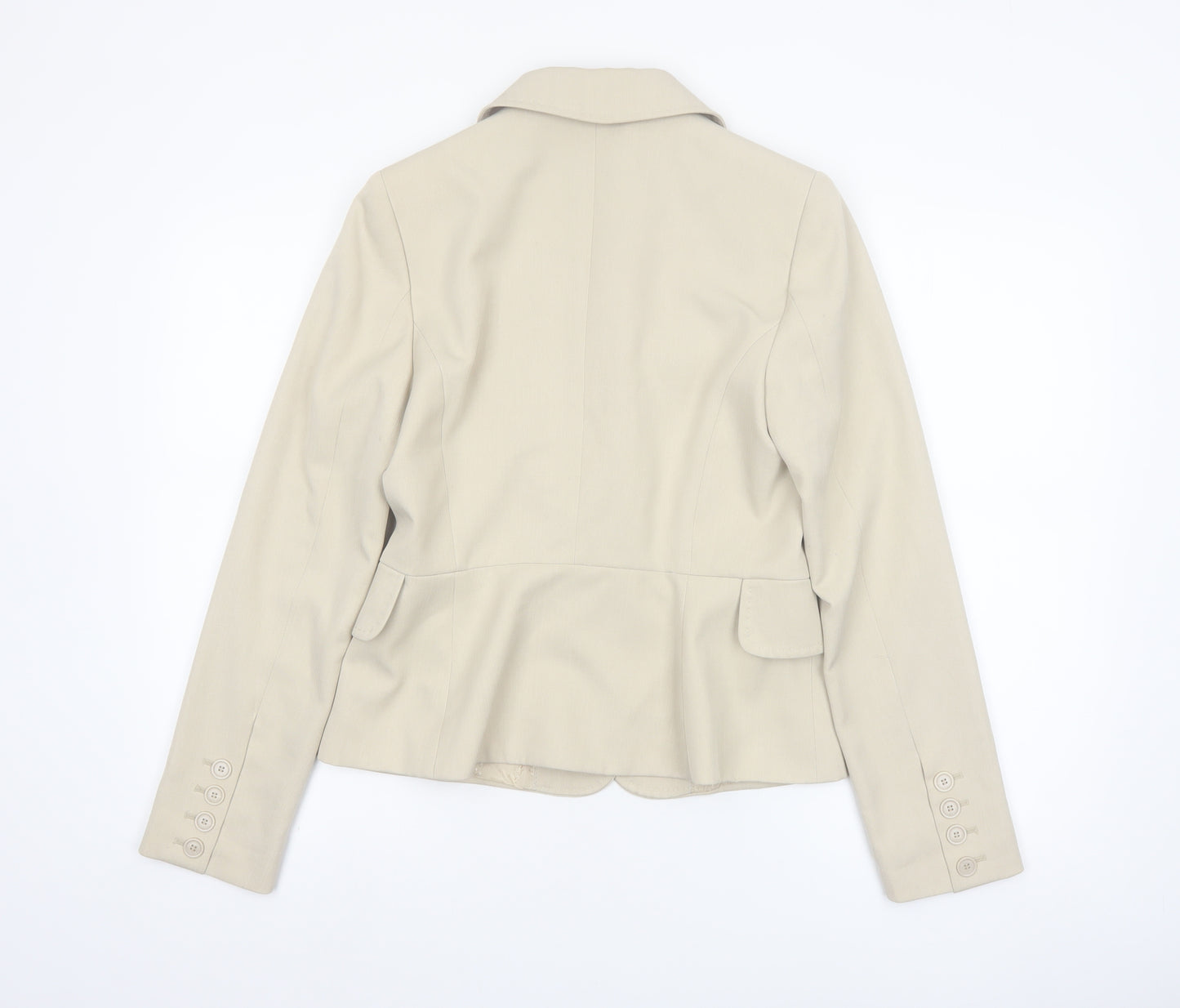 MNG Suit Beige Women's Blazer Jacket Size 12 Classic Fit Single-Breasted