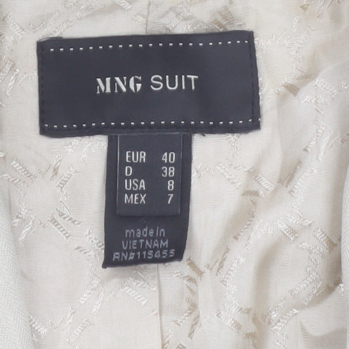 MNG Suit Beige Women's Blazer Jacket Size 12 Classic Fit Single-Breasted