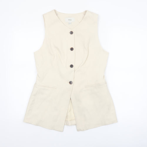 Marks and Spencer Women Beige Size 12 Sleeveless Suit Waistcoat