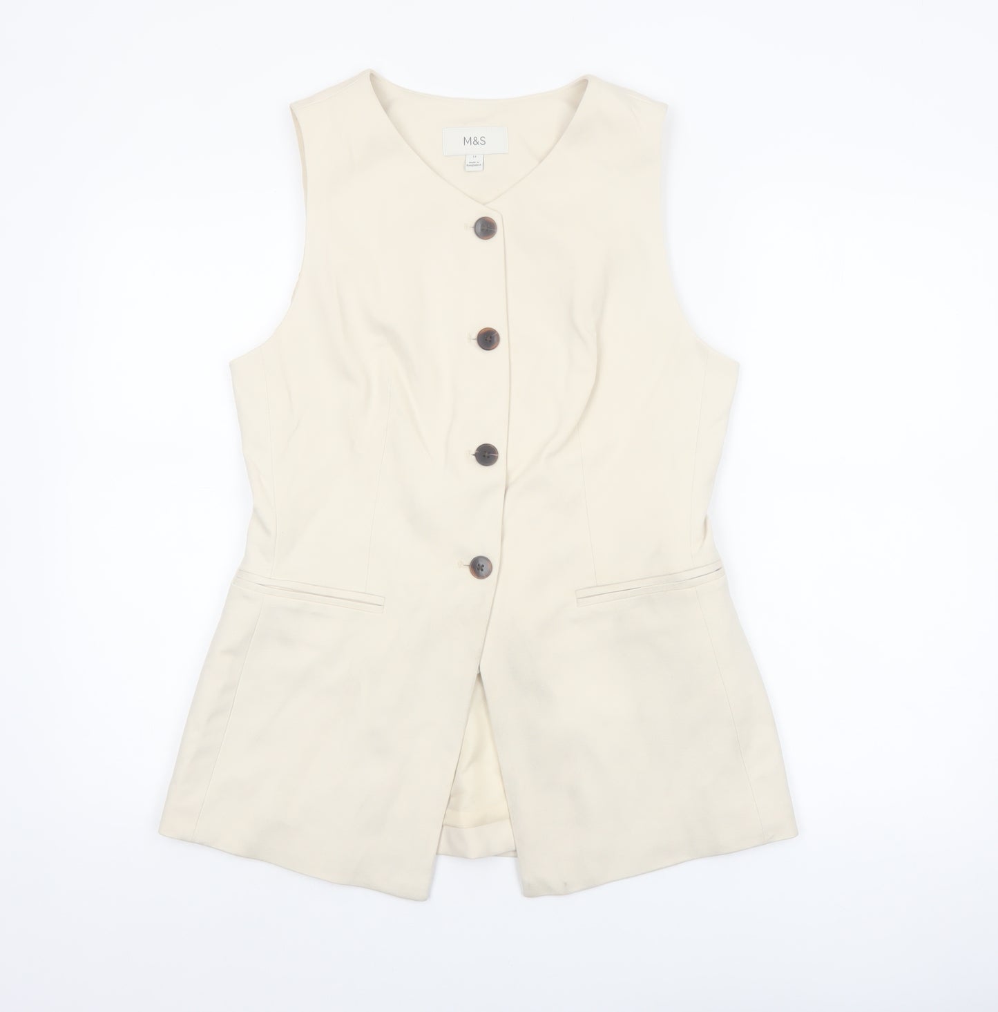Marks and Spencer Women Beige Size 12 Sleeveless Suit Waistcoat