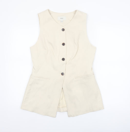 Marks and Spencer Women Beige Size 12 Sleeveless Suit Waistcoat