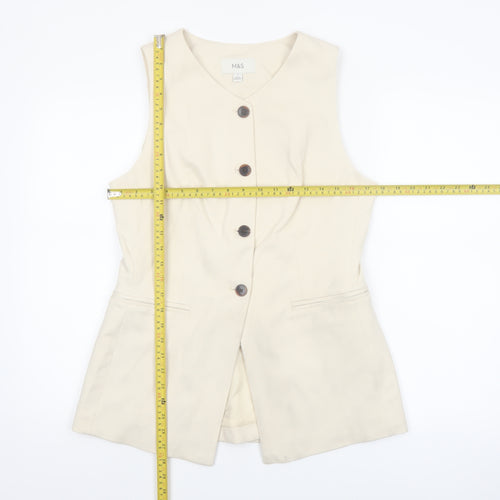Marks and Spencer Women Beige Size 12 Sleeveless Suit Waistcoat
