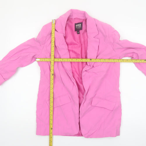 River Island Women Pink Size 8 Single-Breasted Long Blazer Jacket