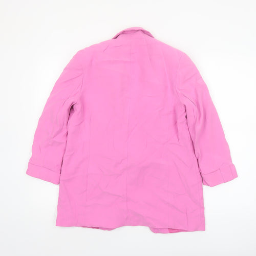 River Island Women Pink Size 8 Single-Breasted Long Blazer Jacket