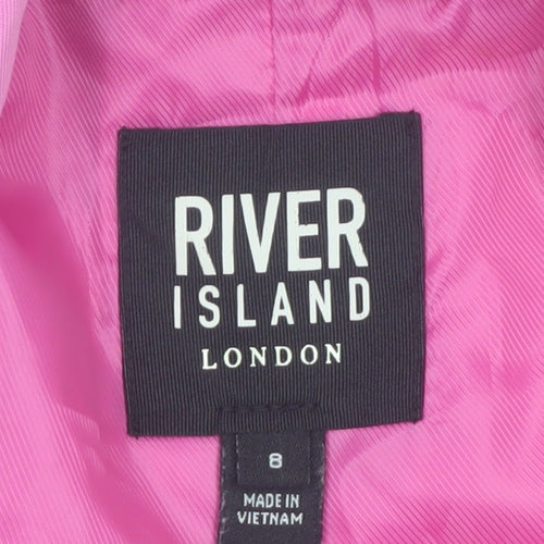 River Island Women Pink Size 8 Single-Breasted Long Blazer Jacket