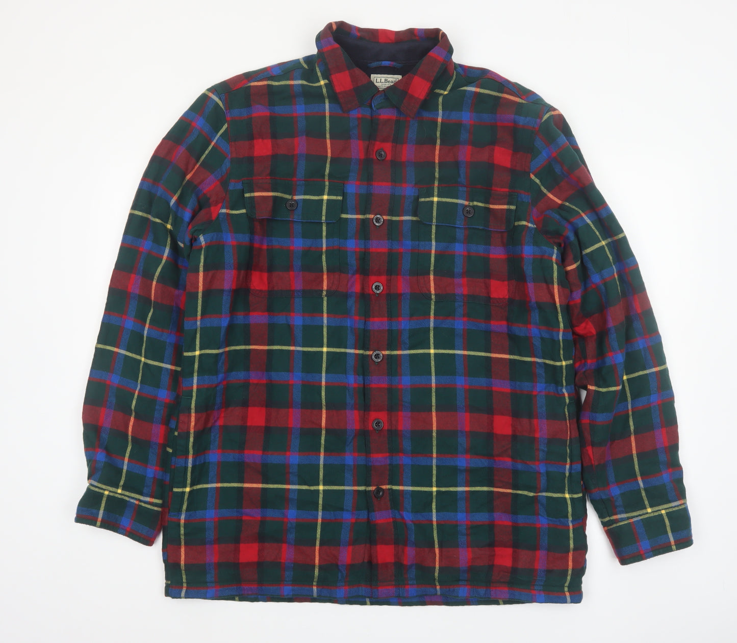 L.L.Bean Men's Multicoloured Flannel Button-Up Shirt M Classic Fit