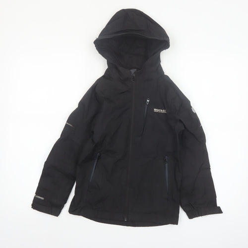 Regatta Boys Black Waterproof Hooded Rain Coat Jacket 7-8 Years