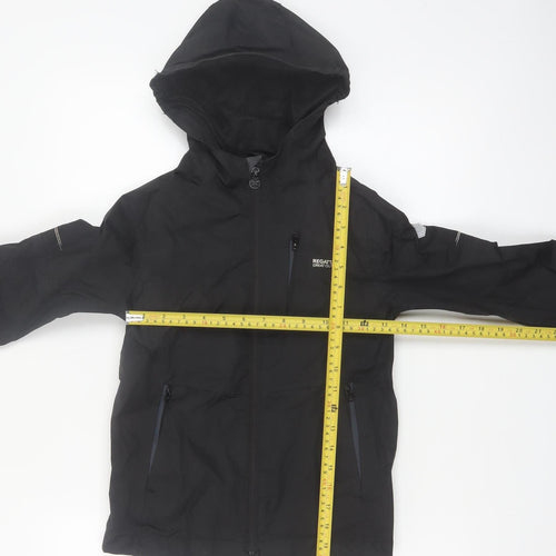 Regatta Boys Black Waterproof Hooded Rain Coat Jacket 7-8 Years