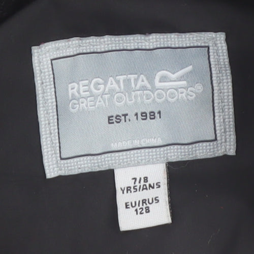 Regatta Boys Black Waterproof Hooded Rain Coat Jacket 7-8 Years