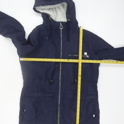 Trespass Women's Blue Waterproof Hooded Parka Jacket Size 10