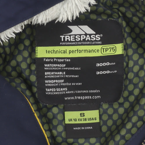 Trespass Women's Blue Waterproof Hooded Parka Jacket Size 10