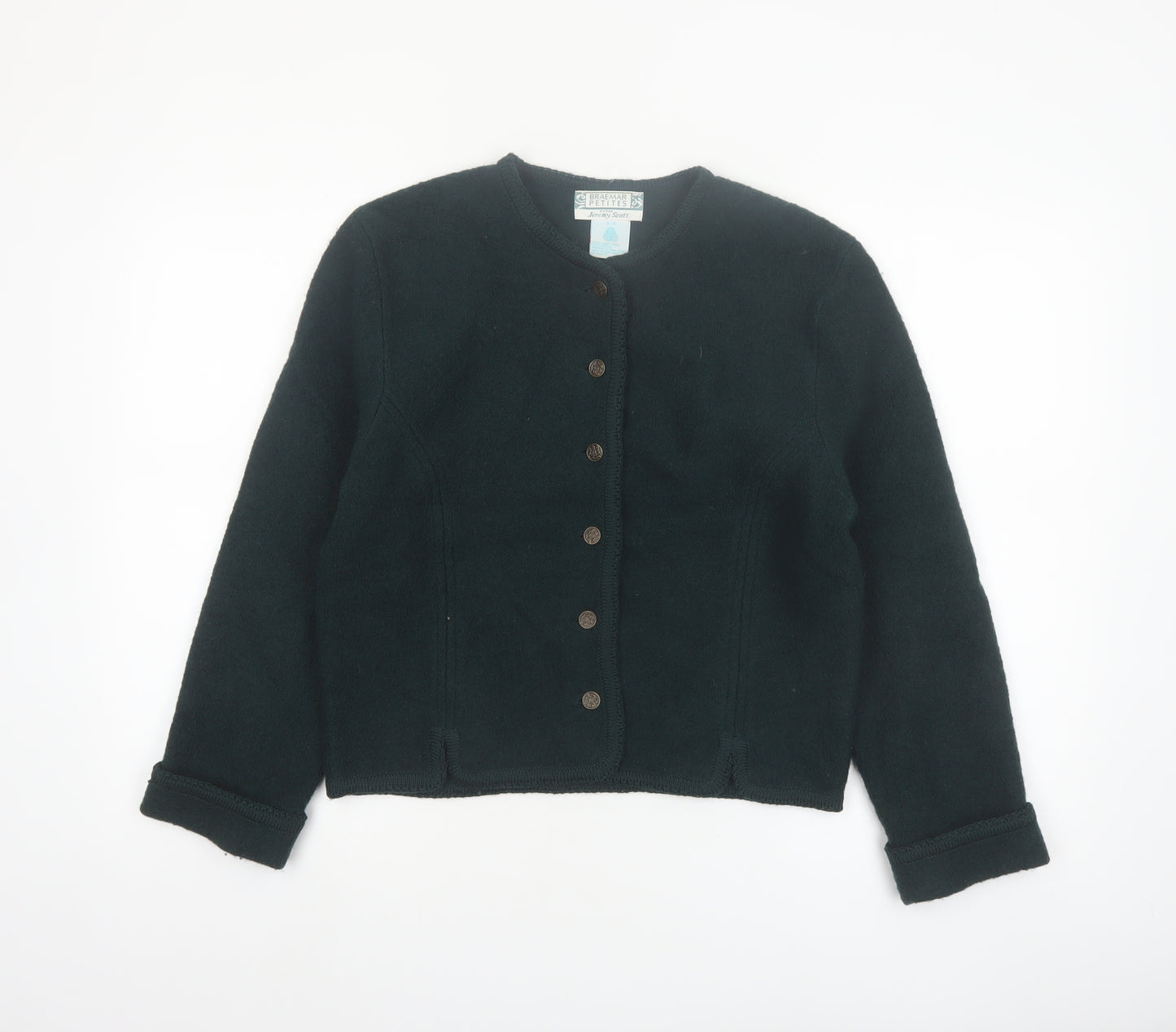 Braemar Petites by Jeremy Scott Women's Green Wool Cardigan Petite S