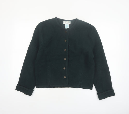 Braemar Petites by Jeremy Scott Women's Green Wool Cardigan Petite S