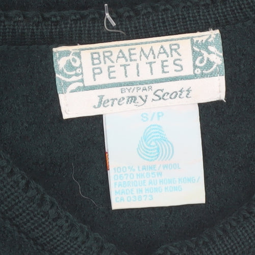 Braemar Petites by Jeremy Scott Women's Green Wool Cardigan Petite S