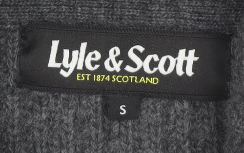 Lyle & Scott Men's Grey Wool Blend Shawl Collar Jumper Size S