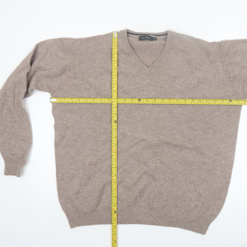 James Pringle Men’s Beige Wool V-Neck Jumper 2XL Pullover