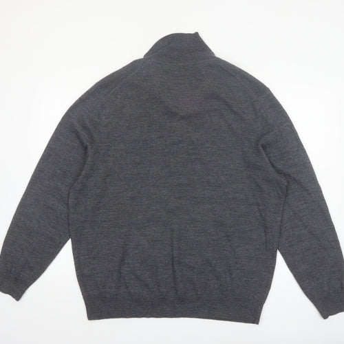 Club Room Men's Grey XL Collared Merino Wool Henley Jumper