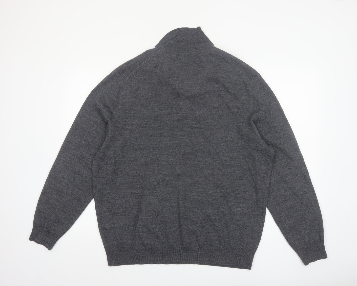 Club Room Men's Grey XL Collared Merino Wool Henley Jumper